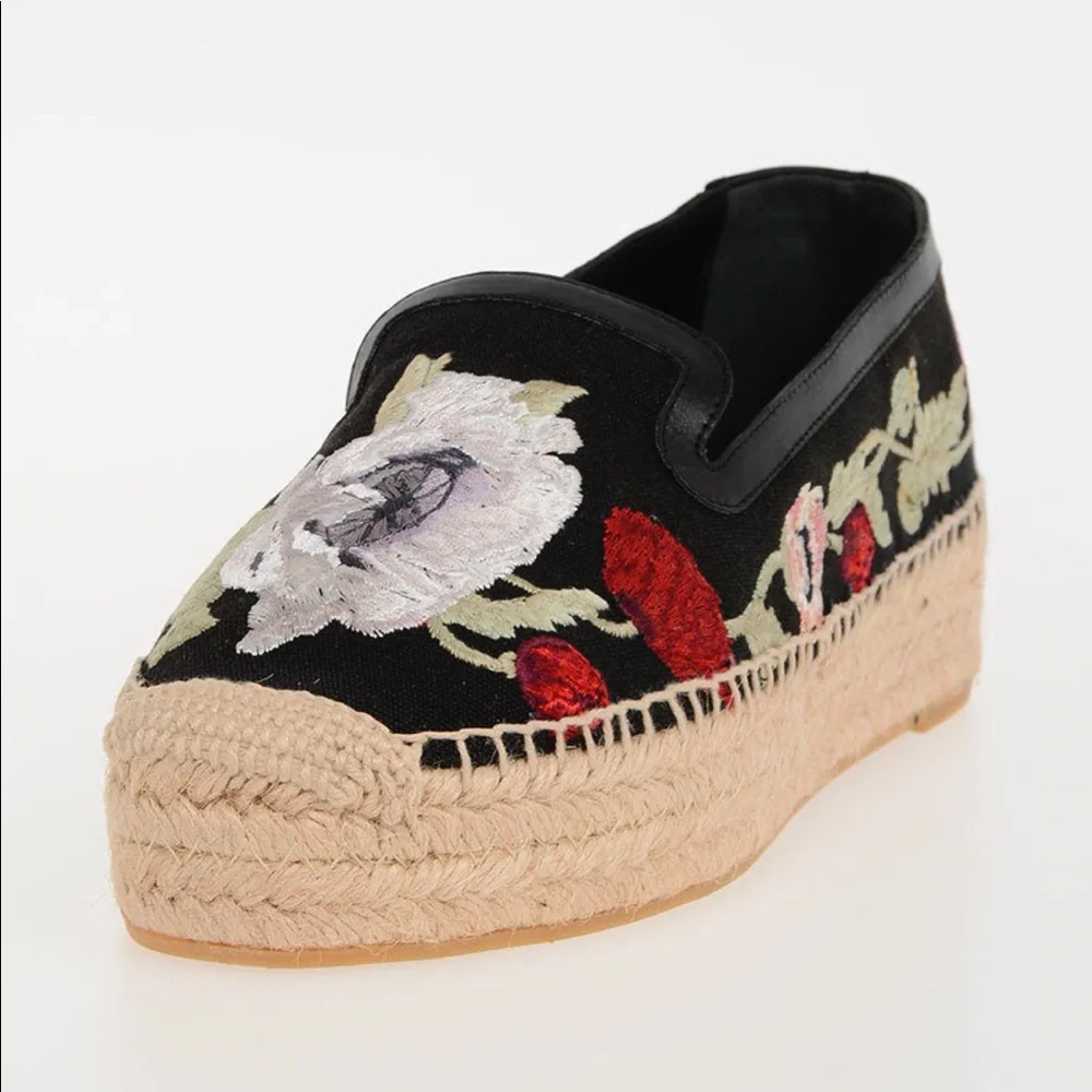 ALEXANDER MCQUEEN embroidered espadrilles floral Size 7 - Picture 1 of 12